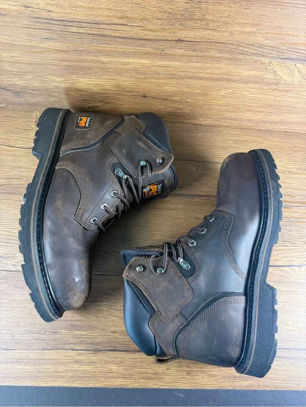 Timberland PRO Pit Boss Steel Toe Work Boots Brown Leather Mens 10.5 Shoes